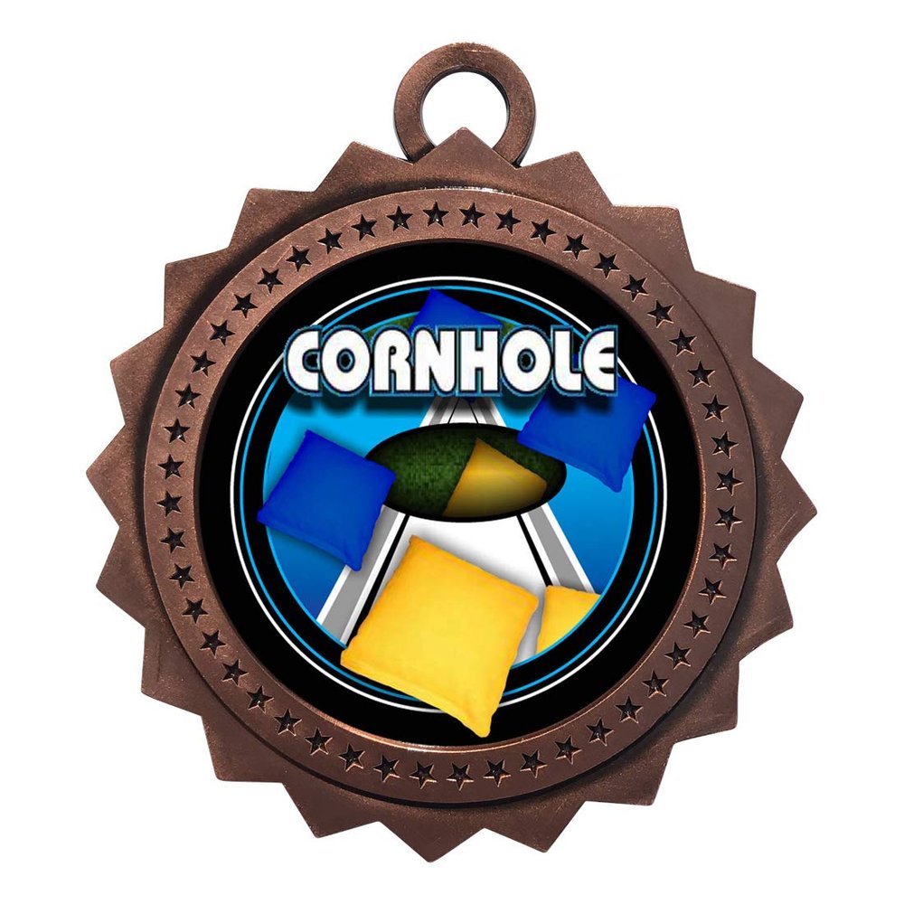 10 PK of Cornhole Bronze Medals Trophy Award with Neck Ribbons D03-FCL455