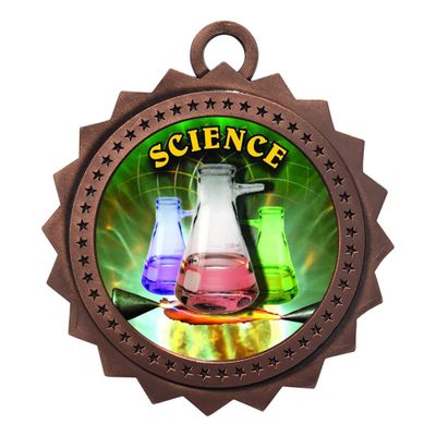 10 PK of Science Bronze Medals Trophy Award with Neck Ribbons D03-FCL534