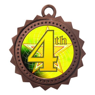10 PK of 4th Place Bronze Medals Trophy Award with Neck Ribbons D03-FCL584