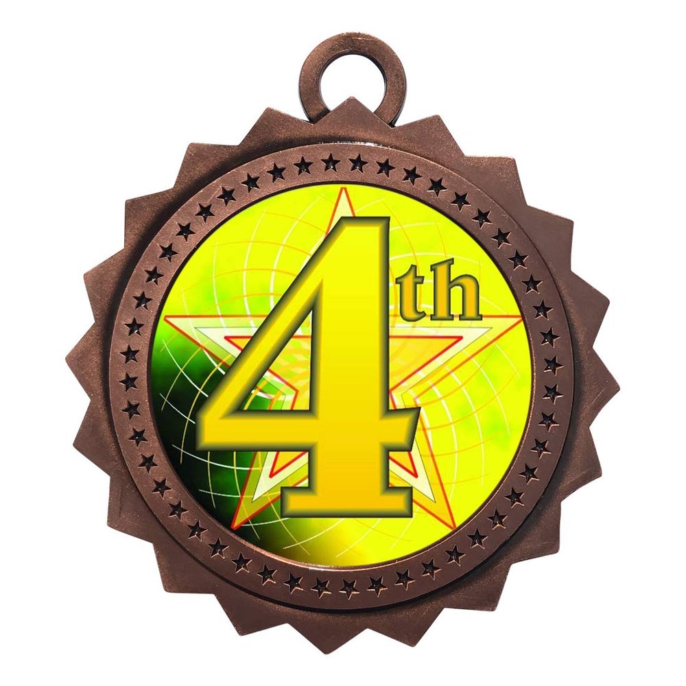 10 PK of 4th Place Bronze Medals Trophy Award with Neck Ribbons D03-FCL584