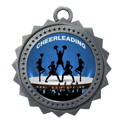 10 PK of Cheerleading Silver Medals Trophy Award with Neck Ribbons D03-EG70
