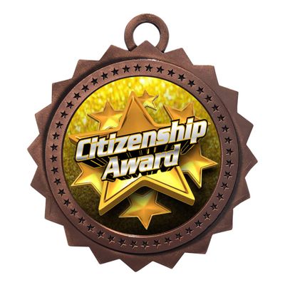 10 PK of Citizenship Award Bronze Medals Trophy Award with Neck Ribbons D03-FCL451