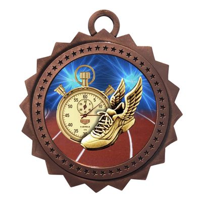 10 PK of Track Bronze Medals Trophy Award with Neck Ribbons D03-D35
