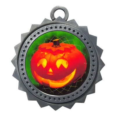 10 PK of Halloween Silver Medals Trophy Award with Neck Ribbons D03-FCL493