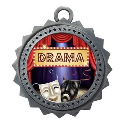 10 PK of Drama Silver Medals Trophy Award with Neck Ribbons D03-EG90