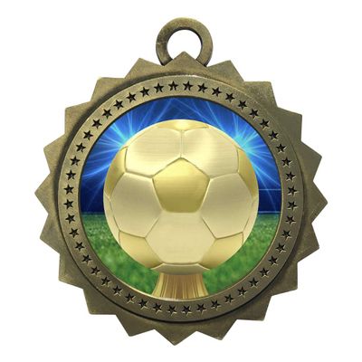 10 PK of Soccer Gold Medals Trophy Award with Neck Ribbons D03-D30