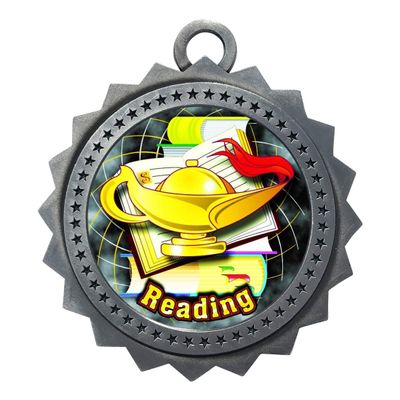 10 PK of Reading Silver Medals Trophy Award with Neck Ribbons D03-FCL424