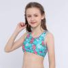 renvena Girls Printed Sports Crop Top Back Straps Crisscross Gym Tank Top Yoga Dance Camisole Casual T-Shirt Green&Red 4 view 2