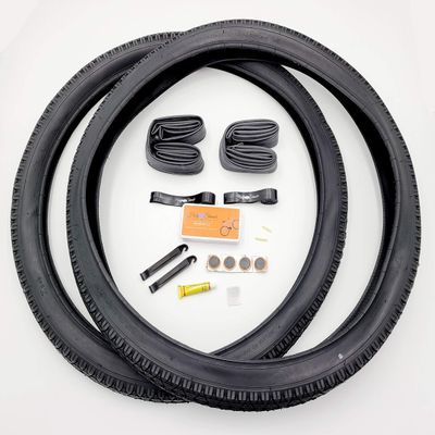 Holy Shinobi All Black Anti Punctual 26 x 2.125 Bike Tires, Diamond Bead Tires, Black 26 x 2.125 Replacement Bike Tire Bundle Kit, 26 in Inner Tube, 26 in PVC Rim Liner, Bundle Set of Levers
