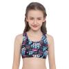renvena Girls Printed Sports Crop Top Back Straps Crisscross Gym Tank Top Yoga Dance Camisole Casual T-Shirt Black 4 view 2