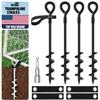 Eurmax USA Trampoline Stakes Screw in Tent Stakes Parts Heavy Duty for Canopies,4-Pack Outdoor Anchor Kit with Straps(Black) view 1
