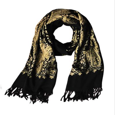Urban CoCo Women's Embroidered Oversize Tassel Shawl Scarf Wraps for Women (#3-Black)