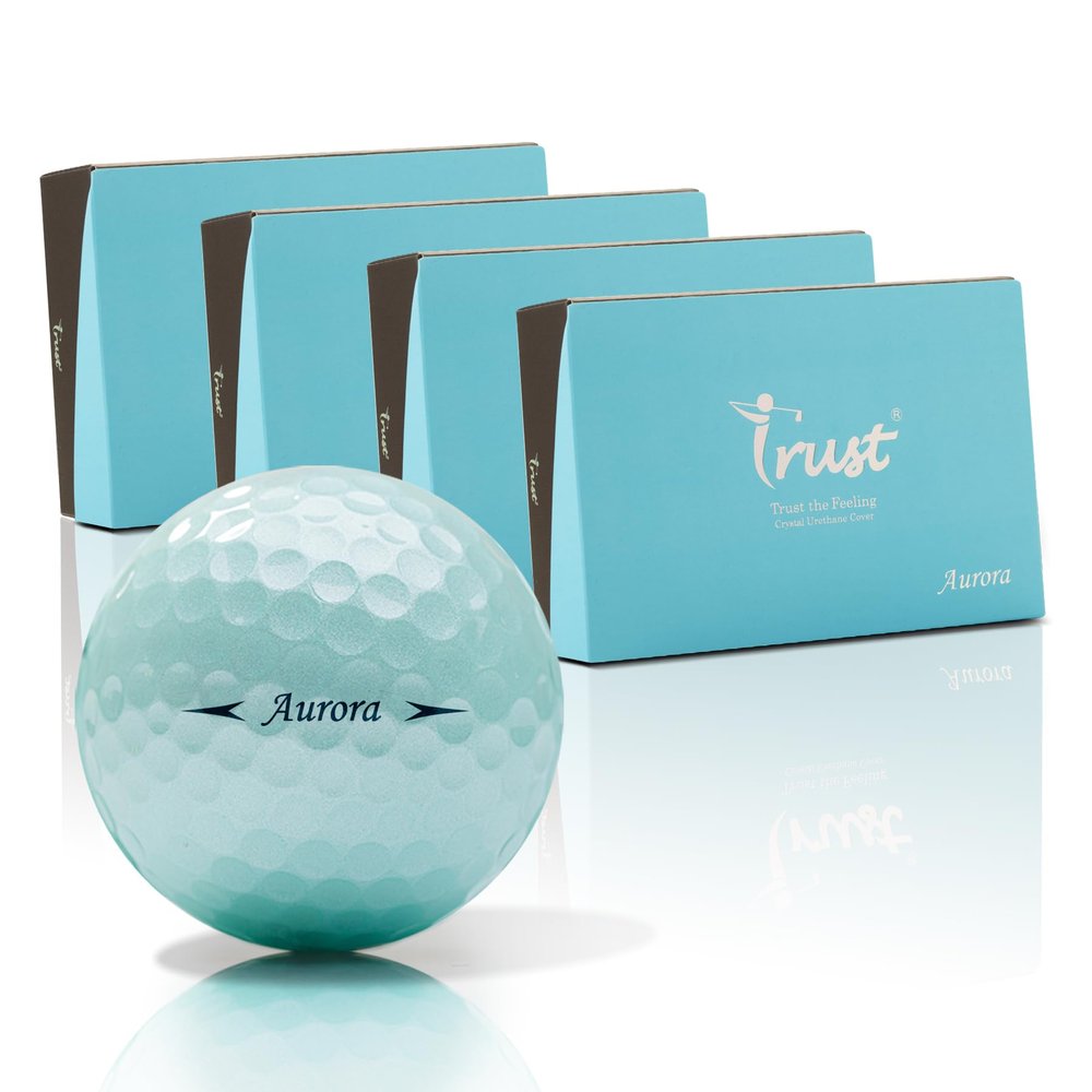 Trust Golf Ball, Aurora ICY Blue, Soft, Distance, Straight Flight, and Easy to Spot, Crystal Urethane Covered, 3-Piece (ICY Blue, 48 Balls)