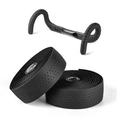 BESTYMXY Road Bike Handlebar Tapes Made of EVA+PU, Professional Road Bicycle Bar Tape, Racing Bike Handle Wraps, Bicycle Handlebar Grips Cover with End Plugs (Black)