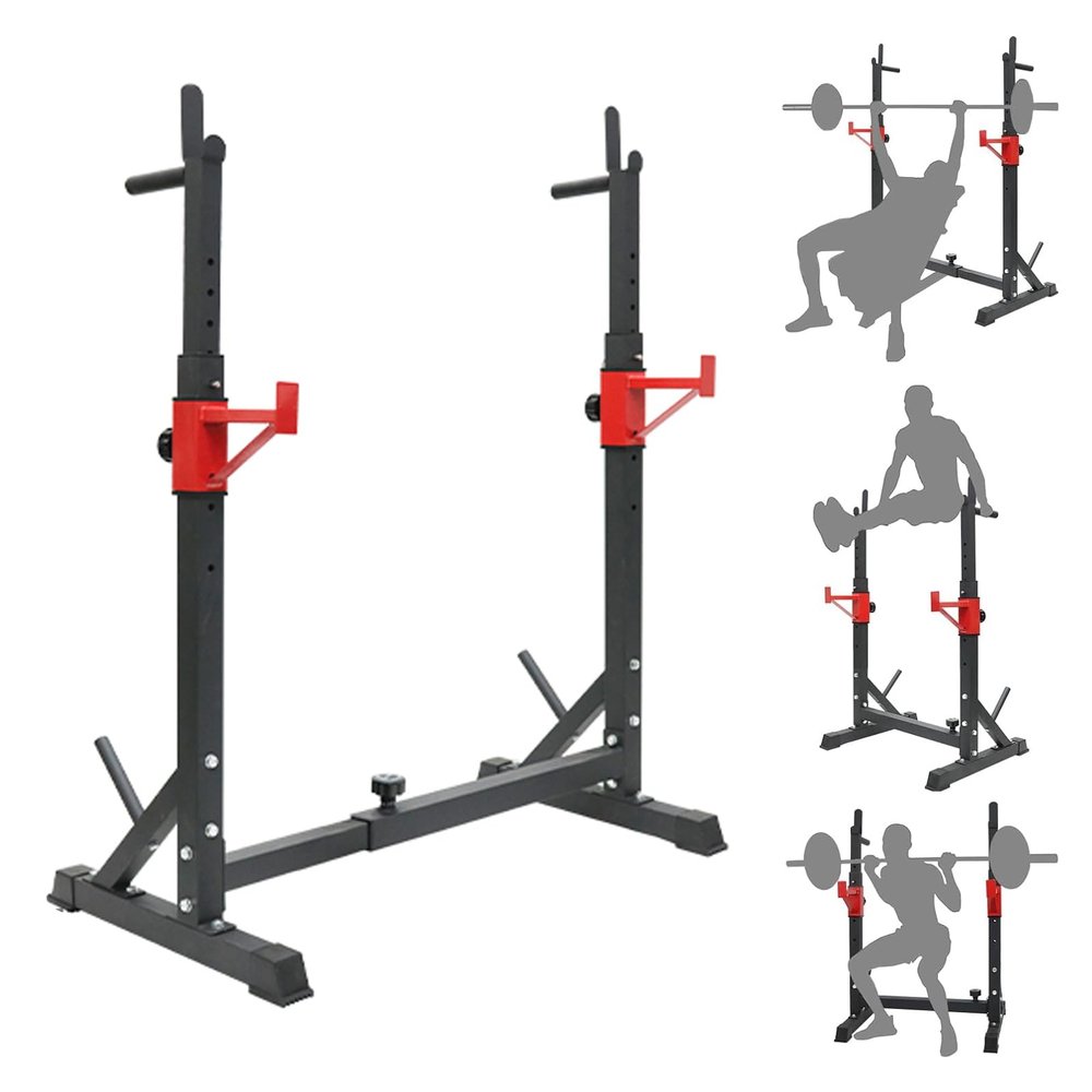 PLKO Multi-Function Squat Press Barbell Rack Stand, Height Adjustable BarbellMax Load 550lbs,Fitness Exercise Equipment Home Gym