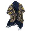 Urban CoCo Women's Embroidered Oversize Tassel Shawl Scarf (#2-Navy Blue) view 1