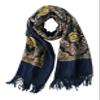 Urban CoCo Women's Embroidered Oversize Tassel Shawl Scarf (#2-Navy Blue) view 2