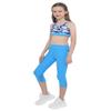 renvena Girls 2Pcs Sports Dance Suits Printed Back Straps Crisscross Tank Top with Cropped Pants Tracksuit Camouflage Blue 4 view 2