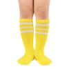Durio Kids Soccer Socks Soft Cotton Toddler Soccer Socks for Boys and Girls Knee High Sports Tube Socks Yellow with White Stripes view 1