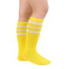 Durio Kids Soccer Socks Soft Cotton Toddler Soccer Socks for Boys and Girls Knee High Sports Tube Socks Yellow with White Stripes view 2