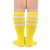 Durio Kids Soccer Socks Soft Cotton Toddler Soccer Socks for Boys and Girls Knee High Sports Tube Socks Yellow with White Stripes view 3