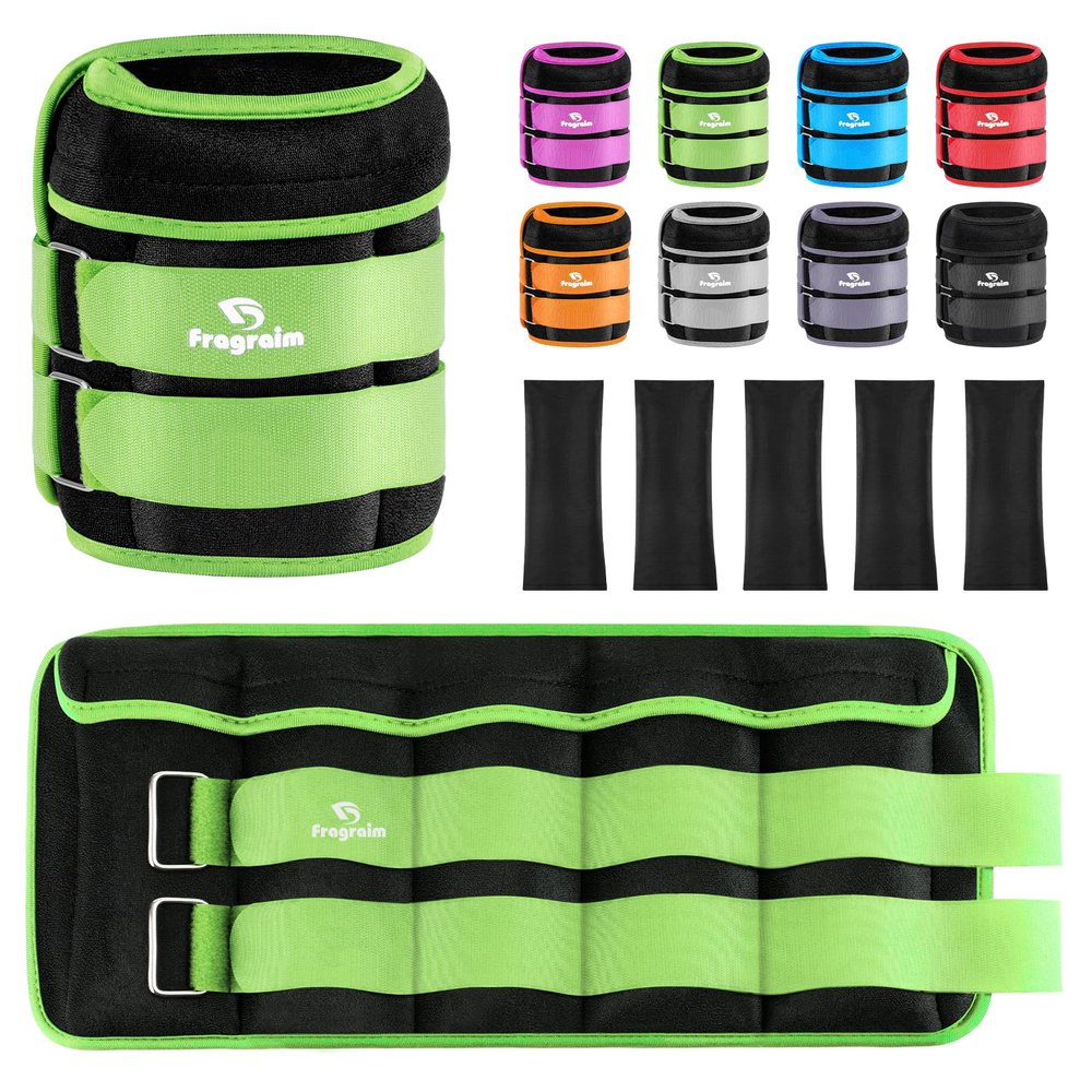 Adjustable Ankle Weights 1-20 LBS Pair with Removable Weight for Jogging, Gymnastics, Aerobics, Physical Therapy, Resistance Training|Each 2-10 lbs, Total 20LBS, Green