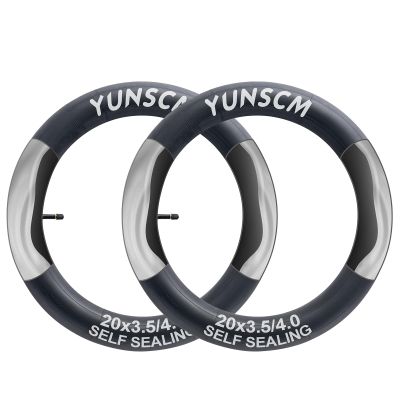 YUNSCM 2-PCS 20x4 Self-Sealing Fat Bike Tubes 20 X 4.0 Super Automatic Repair, Puncture Resistant Compatible with 20x3.5/4.0 89/102-406 E-Bike Bicycle Tire Tubes AV32mm Schrader Valve