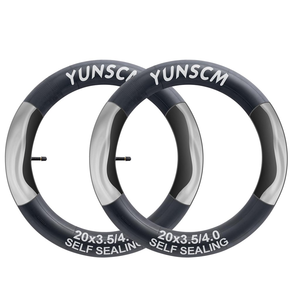YUNSCM 2-PCS 20x4 Self-Sealing Fat Bike Tubes 20 X 4.0 Super Automatic Repair, Puncture Resistant Compatible with 20x3.5/4.0 89/102-406 E-Bike Bicycle Tire Tubes AV32mm Schrader Valve