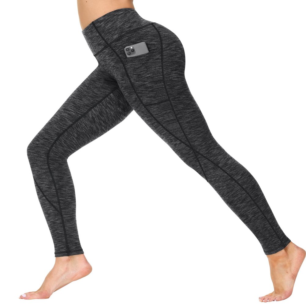 Heathyoga Leggings with Pockets for Women Tummy Control High Waisted Yoga Pants Women Compression Workout Leggings Ink