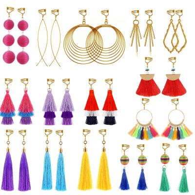 15 Pairs Wholesale Clip on Earrings - Fashion Celtic Knot, Long, Tassel, Hoop Earrings (#5)