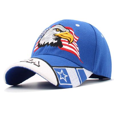 Anna-Kaci USA American Flag Patriotic Eagle Hawk Embossed 3D Adjustable Velcro Baseball Caps Hats, SkyBlue USA