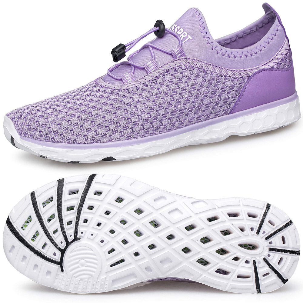 DOUSSPRT Women's Water Shoes Quick Drying Sports Aqua Shoes Purple Size 9