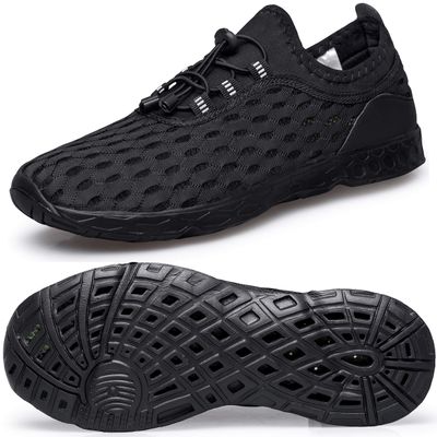 DOUSSPRT Men's Water Shoes Quick Drying Sports Aqua Shoes AllBlack Mesh Size 10.5