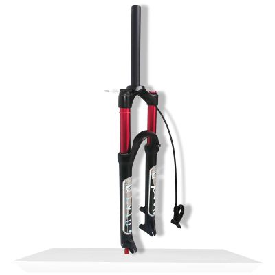 LvTu 26/27.5/29 Travel 120mm Bike Air Suspension Fork, Straight/Tapered Tube Rebound Adjust Mountain Bike Front Forks (Color : Straight-Remote Lockout, Size : 26)