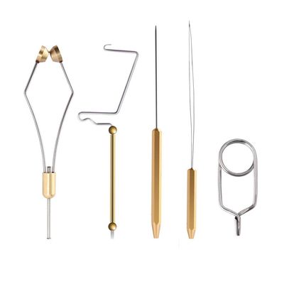 HERCULES Fly Tying Kit - Bobbin Thread Holder, Wire Threader, Knot Whip Finisher, Hackle Plier, Bodkin, Lure Making Accessories (5pcs)
