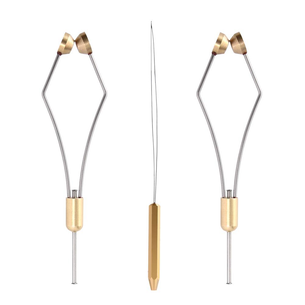 HERCULES Fly Tying Tools, Fly Tying Kit with Bobbin Thread Holder, Wire Threader, Knot Whip Finisher, Hackle Plier, Bodkin, Fly Fishing Lure Making Accessories (2pcs Bobbin + 1pcs Threader)