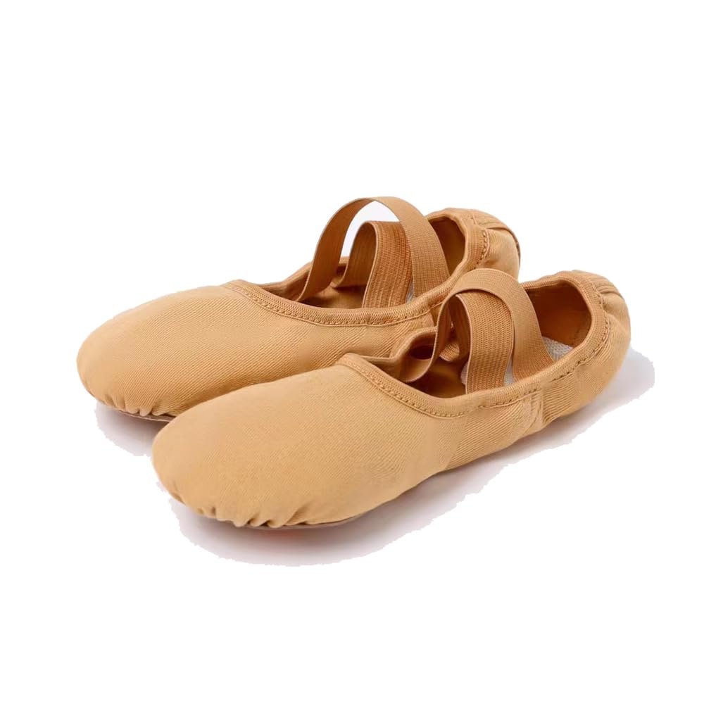 MSMAX Dance Flats Performa Stretch Tan Ballet Slipper for Girls 1.5 M US Little Kid