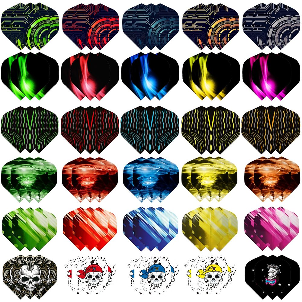 WLHGH Dart Flights, 6 Styles, 30 Sets, 90 Pieces, PET Standard Accessories for Darts, Perfect Equipment for Soft/Steel Tip Darts Games (6 Styles, 30 Sets, 90 Pieces)