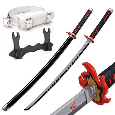 Zisu Anime FireGod Tanjiro Sword, About 41 inches, Hashira Pillars & Protagonist Sword, Anime Original Texture (Silver-FireGod)