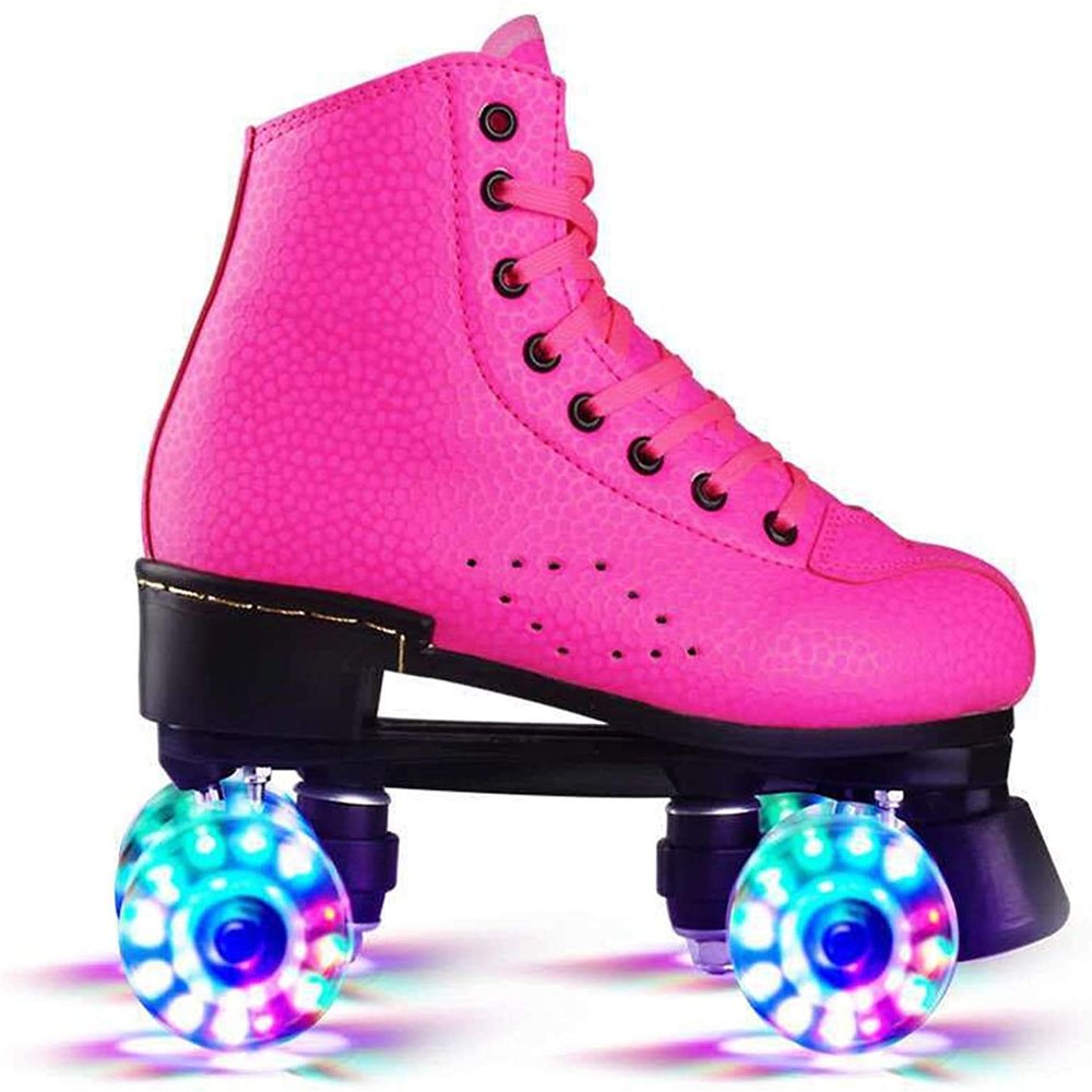 Adults Roller Skates Artistic, Classic Women Quad Skates, High-Top Adjustable Rollerskates for Children Kids Teenagers,Flash Wheel-UK 9.5/EU 45