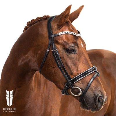 Flexible Fit Equestrian Black Snaffle Bridle 'Sophia' Horse