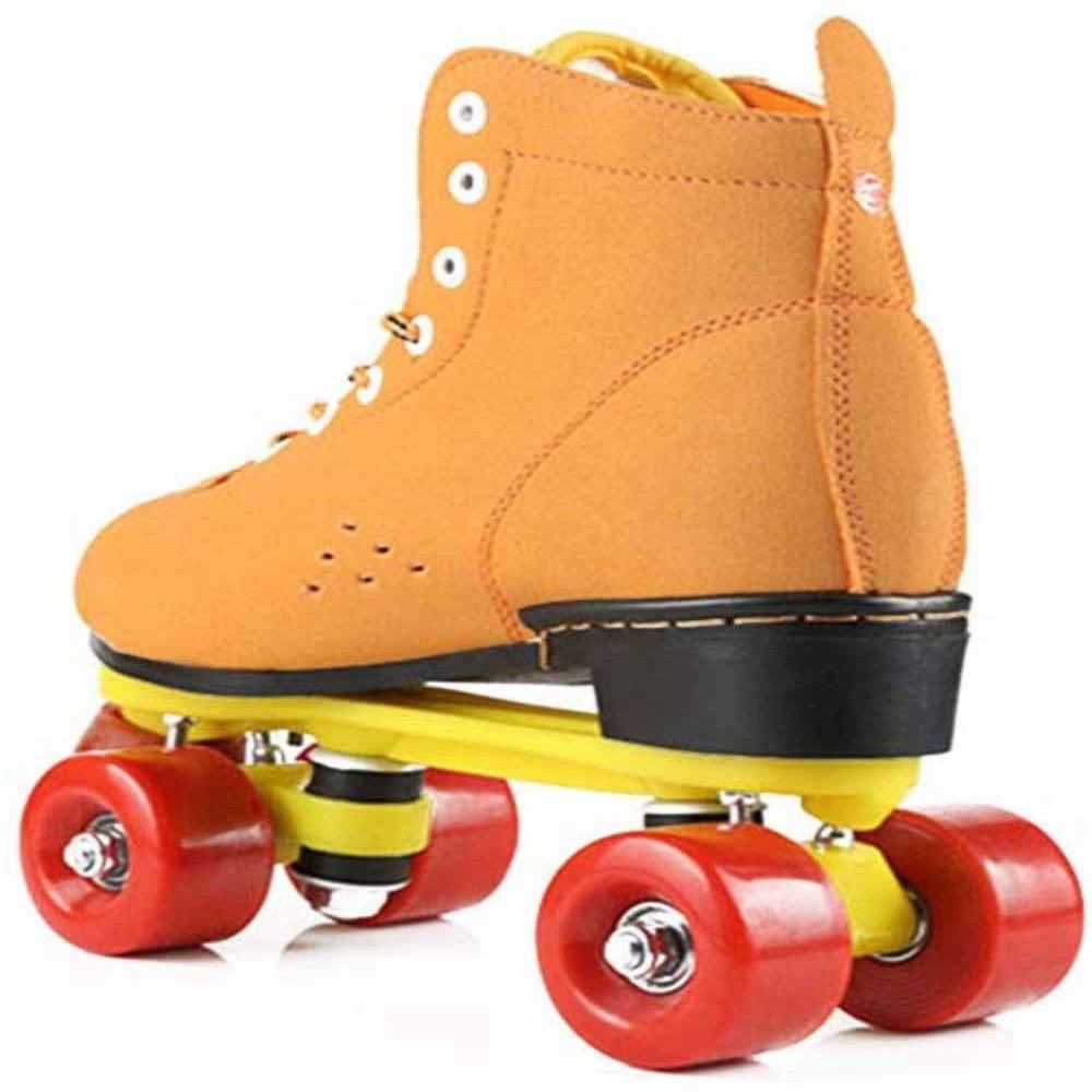 Adult Double Row Roller Skates, Girls Roller Skates, Four PU Wheel Cowhide Quad Skates, for Women Beginner Indoor and Outdoor,Transparent-UK 2/EU 34