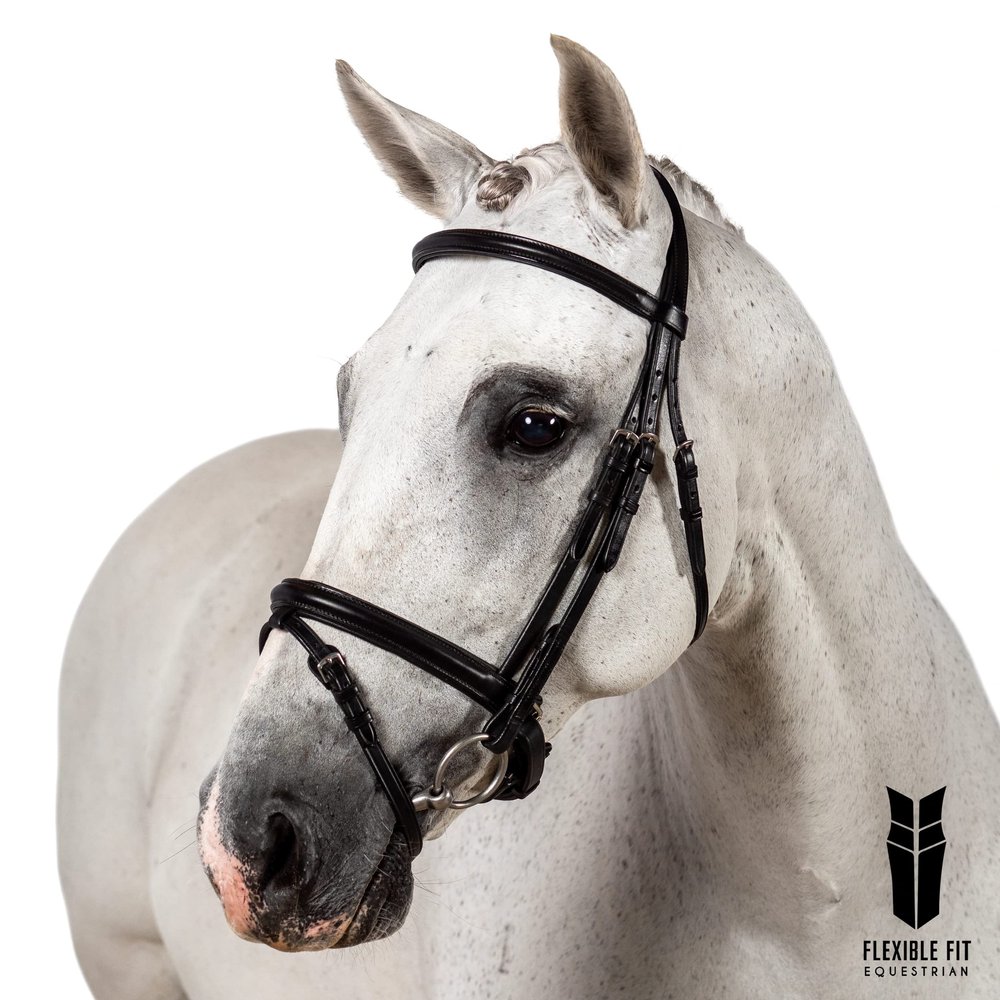 Flexible Fit Equestrian Black Snaffle Bridle 'Jackson' Oversize