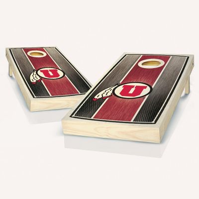 Utah Stained Stripe Cornhole Set - Include Hole Lights + Score Tower