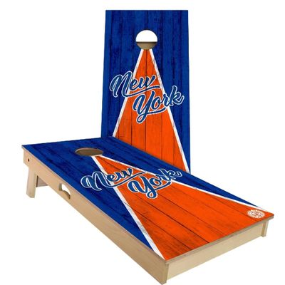 Skip's Garage New York Triangle Themed #6 Cornhole Set - Backyard 2x4 (Weather Bags) - Include Case + Hole + Edge