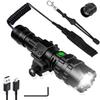 Tactical Flashlight with Picatinny Rails Mount and Pressure Switch, 5 Modes Super Bright USB Rechargeable Flashlight Waterproof Scout Light Torch for Outdoor Hiking view 1