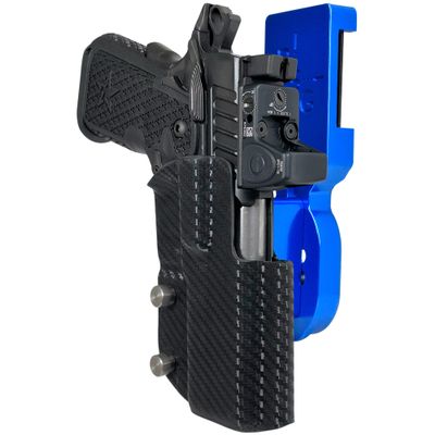 Pro Heavy Duty Competition Holster fits Staccato C2 (Right-Hand Draw, Blue/Carbon Fiber)