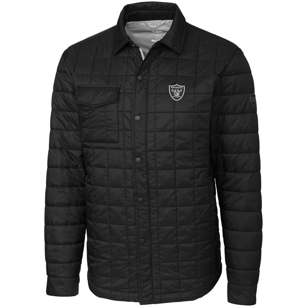 Cutter & Buck Men's Black Las Vegas Raiders Rainier Shirt Jacket
