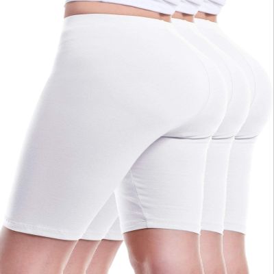 Design by Olivia Women's Basic Solid Active Yoga Biker Shorts 3PACK - White/White/White S
