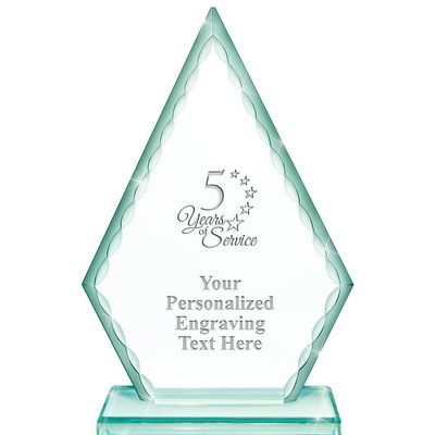 Crown Awards Real Crystal 7" 5 Years of Service Trophy, Custom Engraved 5 Years of Service Greenwhich Arrowhead Crystal Award, Choose Your Own Engraving Text, Prime